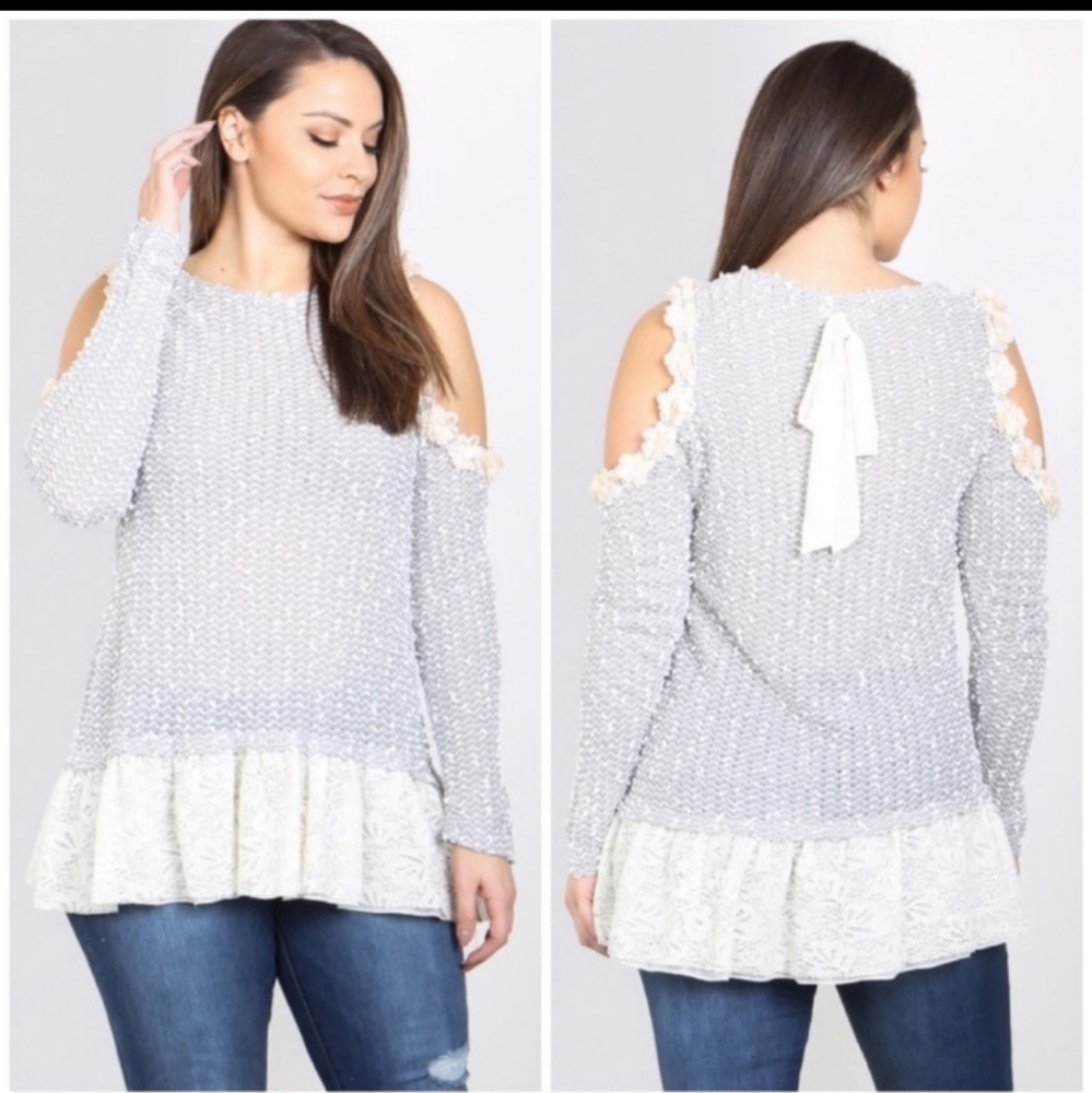 Gave away for Christmas Ryu A'reve Floral Lace Sweater Cut Out Sleeves